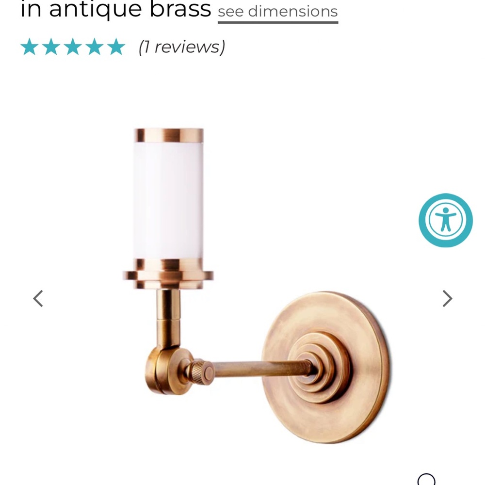 Pooky Elbow Cordless Brass Wall Sconce